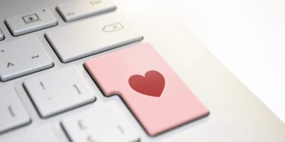 Keyboard with a heart sign as enter key